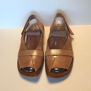 Brown Leather Open-Toe Slingback Sandals